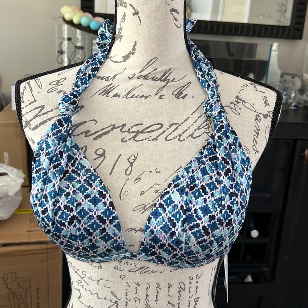 Aqualuxe print halter bikini top